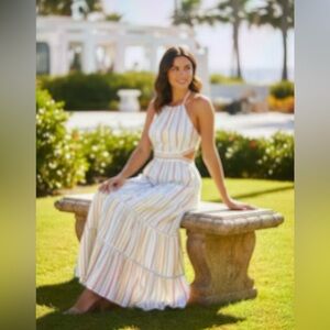 aerie Pastel Striped Halter Maxi Dress